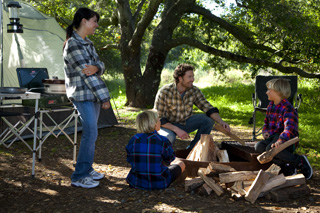 Family around a campfire