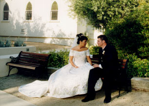 Couple on their wedding day.