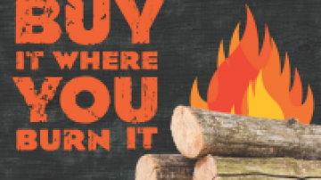 Buy it where you burn it ad with campfire image