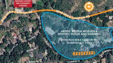 Map of construction area at Arden: Helena Modjeska Historic House and Gardens.