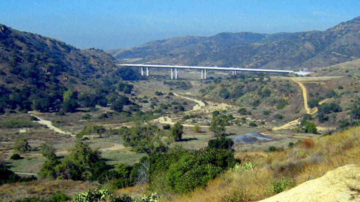 A view from Fremont Canyon of the Riparian area near Irvine Regional Park