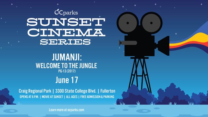 Sunset Cinema Jumanji: Welcome to the Jungle. June 17 at Craig Regional Park