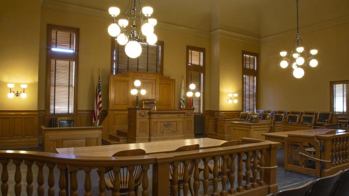The Historic Courtroom with original Judge's Bench, Jury Box and other courtroom furniture from 1901.