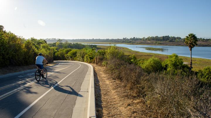 Biking at Upper Newport Bay.