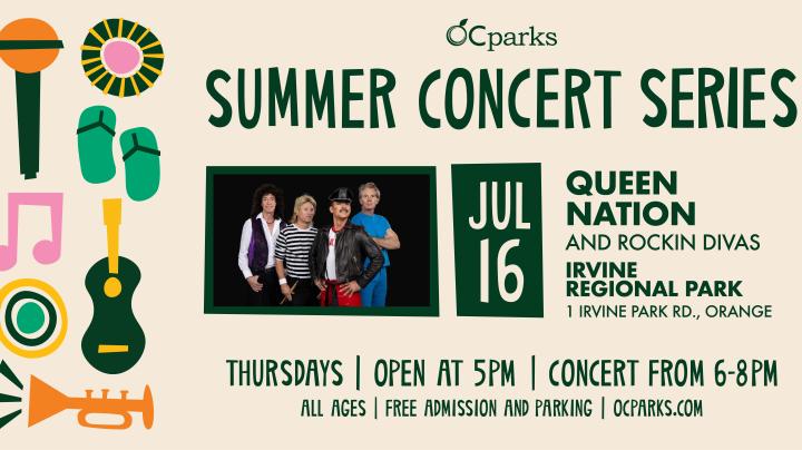 2026 Summer Concert Series Queen Nation event on July 16 at Irvine Regional Park.