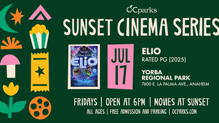 2026 Sunset Cinema Series Elio event on July 17 at Yorba Regional Park