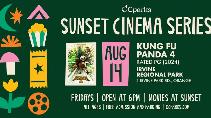 2026 Cinema Series Kung Fu Panda 4 event on August 14 at Irvine Regional Park