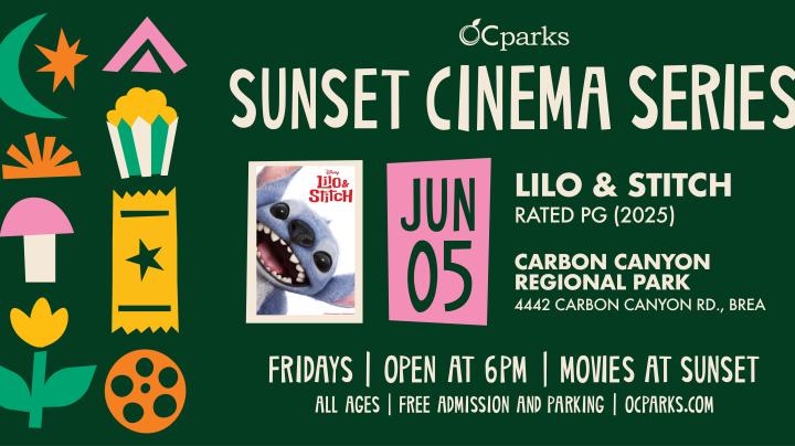 2026 Sunset Cinema Series Lilo & Stitch event on June 5 at Carbon Canyon Regional Park
