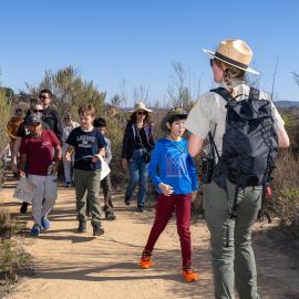 junior ranger program group going down the trail