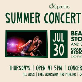 2026 Summer Concert Series Beatles vs. Stones event on July 30 at Craig Regional Park.