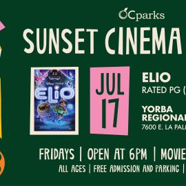 2026 Sunset Cinema Series Elio event on July 17 at Yorba Regional Park