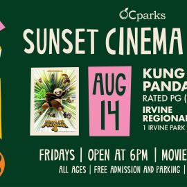 2026 Cinema Series Kung Fu Panda 4 event on August 14 at Irvine Regional Park