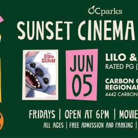 2026 Sunset Cinema Series Lilo & Stitch event on June 5 at Carbon Canyon Regional Park