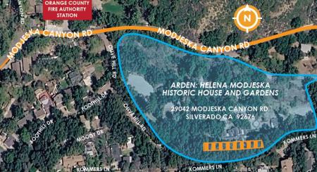 Map of construction area at Arden: Helena Modjeska Historic House and Gardens.