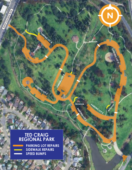 Ted Craig Regional Park Resurfacing Project construction area.